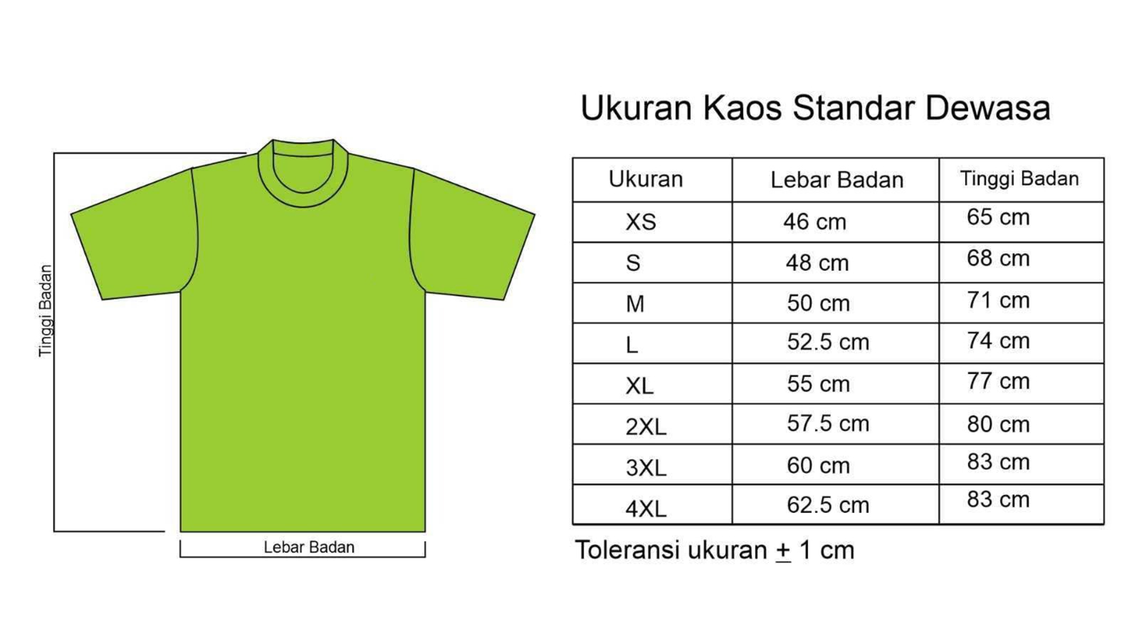 Size chart ukuran baju